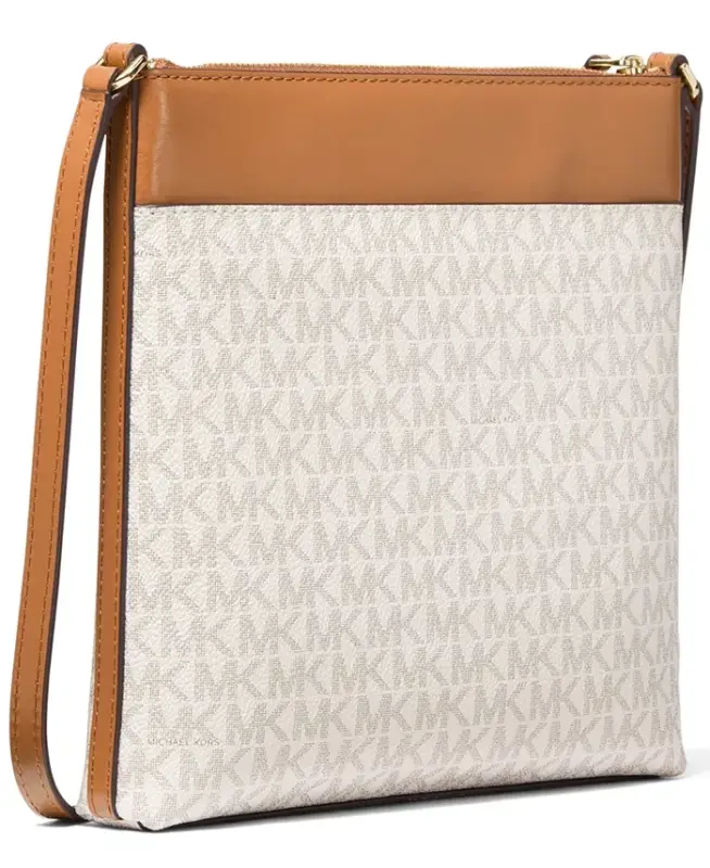 Logo Jet Set Charm Small North South Flat Crossbody - Vanilla/ Acorn - 3