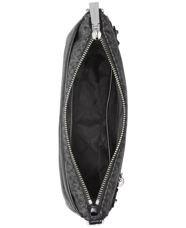 Logo Jet Set Charm Large North South Crossbody-Black/Silver - 3