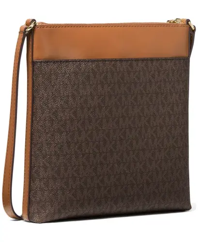 Logo Jet Set Charm Small North South Flat Crossbody-Brown/ Acorn - 3