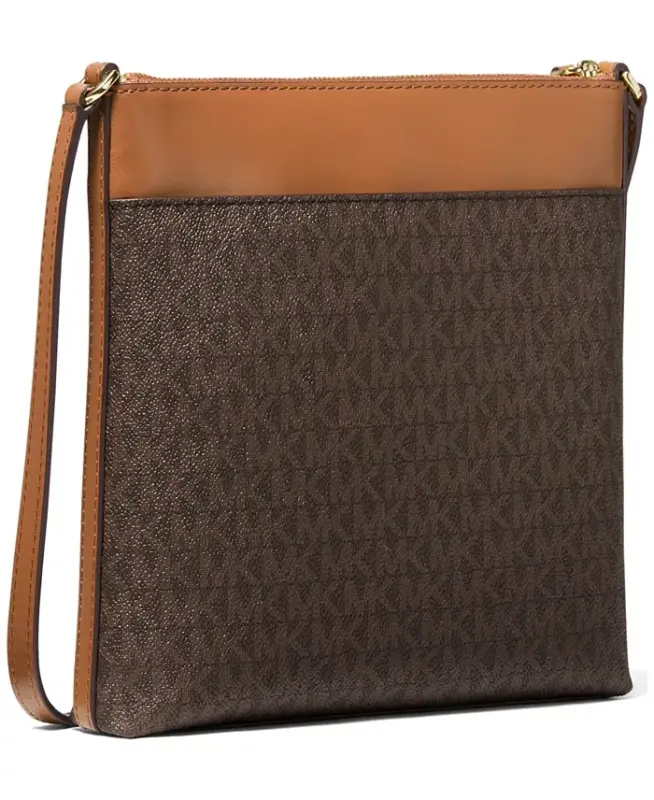 Logo Jet Set Charm Small North South Flat Crossbody-Brown/ Acorn - 3