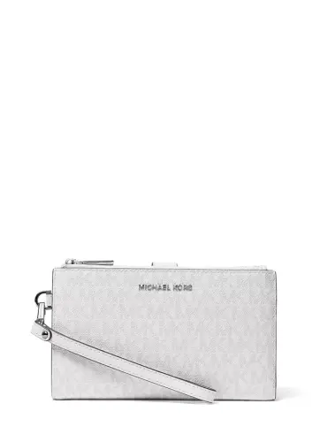 Logo Jet Set Double-Zip Wristlet-Optic White/allum 