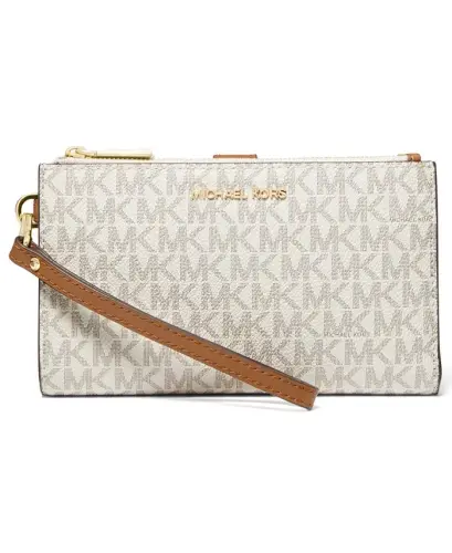 Logo Jet Set Double-Zip Wristlet-Vanilla 