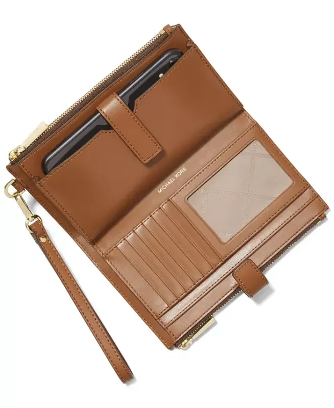 Logo Jet Set Double-Zip Wristlet-Brown - 2
