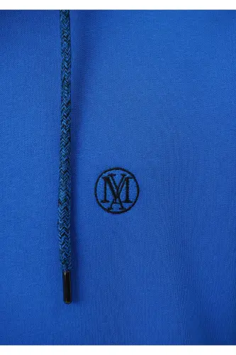 Logo Nakishli Kapüşonlu Sweatshirt 065809-70913-Mavi - 5