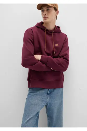 Logo Nakışlı Kapüşonlu Bordo Sweatshirt 065809-70426 - Bordo-70426 - 1
