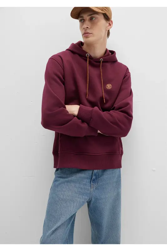 Logo Nakışlı Kapüşonlu Bordo Sweatshirt 065809-70426 - Bordo-70426 - 1