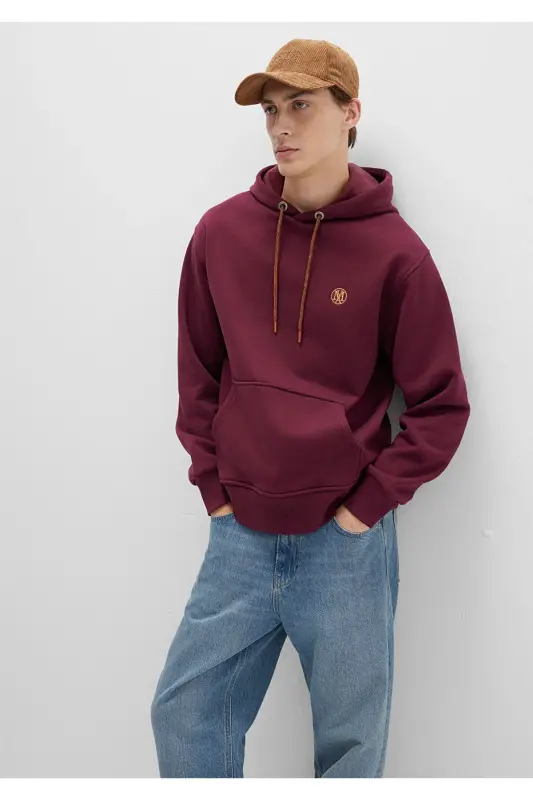 Logo Nakışlı Kapüşonlu Bordo Sweatshirt 065809-70426 - Bordo-70426 - 3