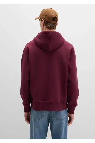 Logo Nakışlı Kapüşonlu Bordo Sweatshirt 065809-70426 - Bordo-70426 - 5