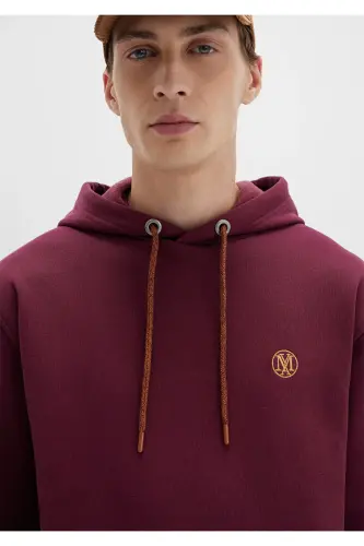 Logo Nakışlı Kapüşonlu Bordo Sweatshirt 065809-70426 - Bordo-70426 - 6