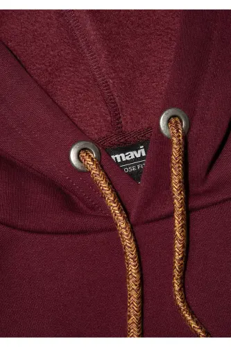 Logo Nakışlı Kapüşonlu Bordo Sweatshirt 065809-70426 - Bordo-70426 - 7