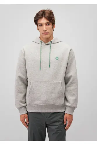Logo Nakışlı Kapüşonlu Gri Sweatshirt 065809-80196 - Gri-80196 - 3
