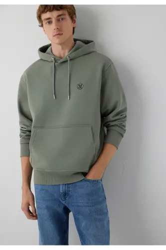 Logo Nakışlı Kapüşonlu Haki Sweatshirt 065809-80692 - Haki-80692 - 1