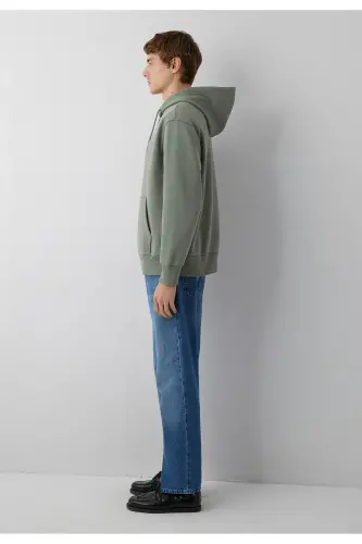 Logo Nakışlı Kapüşonlu Haki Sweatshirt 065809-80692 - Haki-80692 - 3