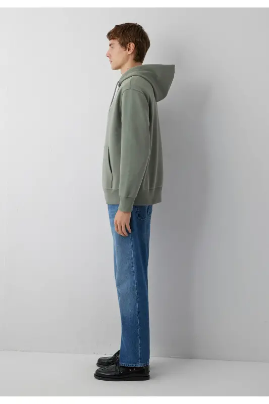 Logo Nakışlı Kapüşonlu Haki Sweatshirt 065809-80692 - Haki-80692 - 3