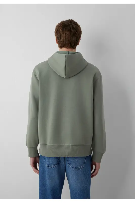 Logo Nakışlı Kapüşonlu Haki Sweatshirt 065809-80692 - Haki-80692 - 4