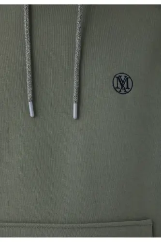 Logo Nakışlı Kapüşonlu Haki Sweatshirt 065809-80692 - Haki-80692 - 6