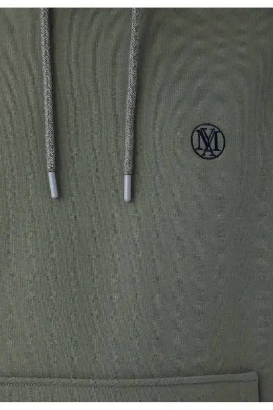 Logo Nakışlı Kapüşonlu Haki Sweatshirt 065809-80692 - Haki-80692 - 6