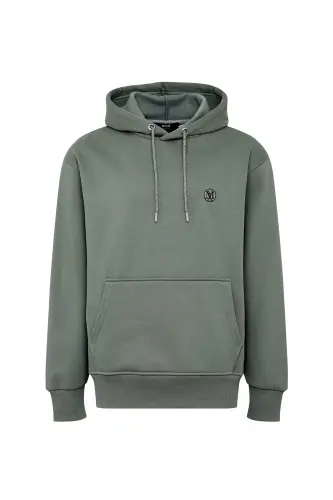 Logo Nakışlı Kapüşonlu Haki Sweatshirt 065809-80692 - Haki-80692 - 7