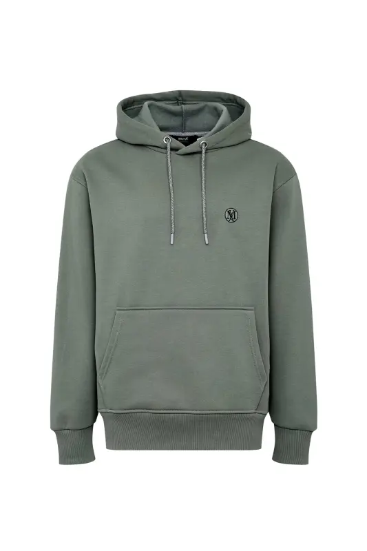Logo Nakışlı Kapüşonlu Haki Sweatshirt 065809-80692 - Haki-80692 - 7