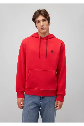 Logo Nakışlı Kapüşonlu Kırmızı Sweatshirt 065809-82054 - Kırmızı-82054 - 3