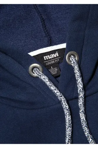 Logo Nakışlı Kapüşonlu Lacivert Sweatshirt 065809-70497-Lacivert - 6