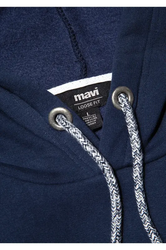 Logo Nakışlı Kapüşonlu Lacivert Sweatshirt 065809-70497-Lacivert - 6