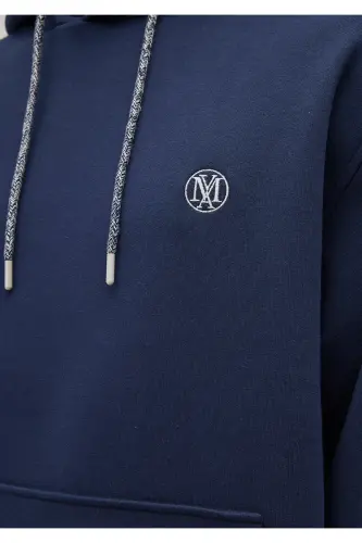 Logo Nakışlı Kapüşonlu Lacivert Sweatshirt 065809-70497-Lacivert - 7