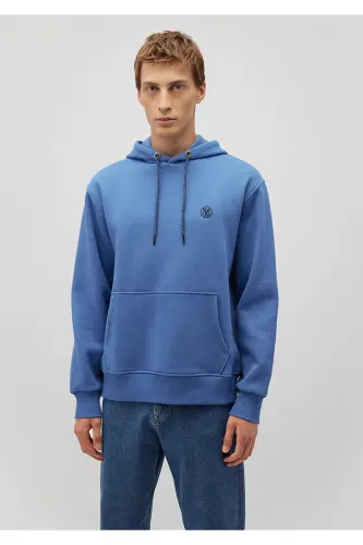 Logo Nakışlı Kapüşonlu Sweatshirt 065809-70872-Mavi - 3