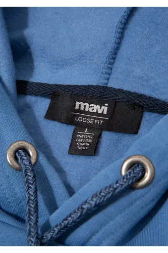 Logo Nakışlı Kapüşonlu Sweatshirt 065809-70872-Mavi - 6