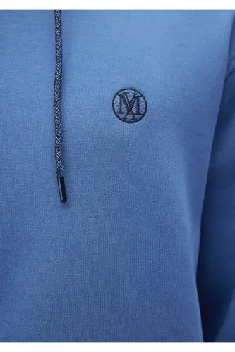 Logo Nakışlı Kapüşonlu Sweatshirt 065809-70872-Mavi - 7