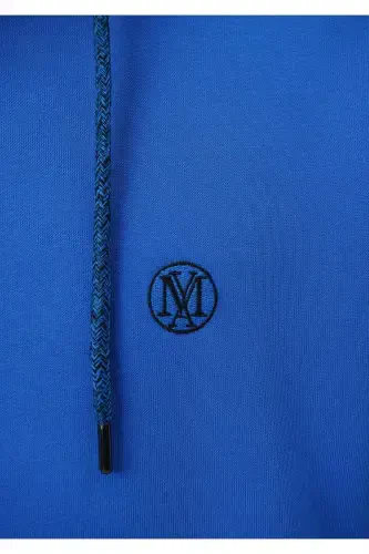 Logo Nakışlı Kapüşonlu Sweatshirt 065809-70913-Mavi - 5