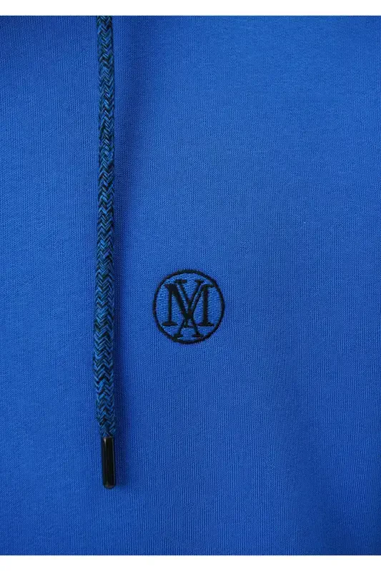 Logo Nakışlı Kapüşonlu Sweatshirt 065809-70913-Mavi - 5
