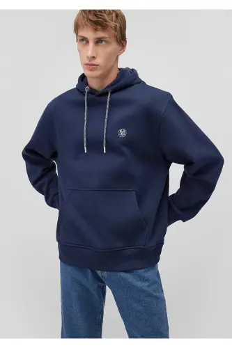 Logo Nakshli Kapushonli Lacivert Sweatshirt 065809-70497-Lacivert - MAVI (1)