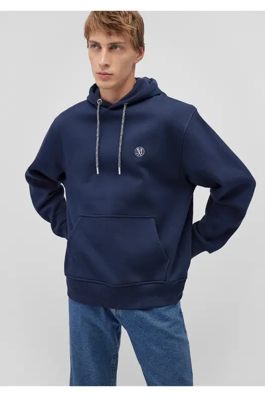Logo Nakshli Kapushonli Lacivert Sweatshirt 065809-70497-Lacivert - 2