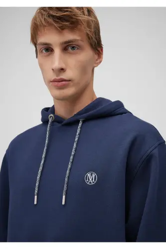 Logo Nakshli Kapushonli Lacivert Sweatshirt 065809-70497-Lacivert - 5