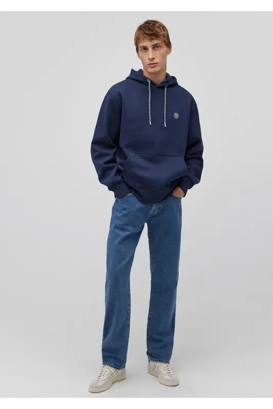 Logo Nakshli Kapushonli Lacivert Sweatshirt 065809-70497-Lacivert - MAVI