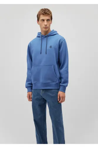 Logo Nakshli Kapüşonli Sweatshirt 065809-70872-Mavi - MAVI (1)