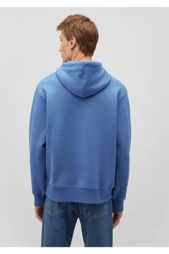 Logo Nakshli Kapüşonli Sweatshirt 065809-70872-Mavi - 4