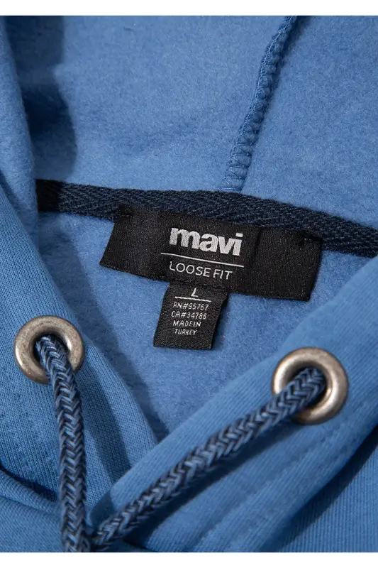 Logo Nakshli Kapüşonli Sweatshirt 065809-70872-Mavi - 6