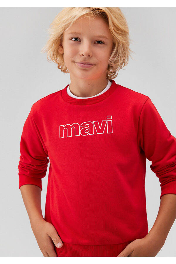 Logo Print Red Sweatshirt 6s10042-70477 - 1