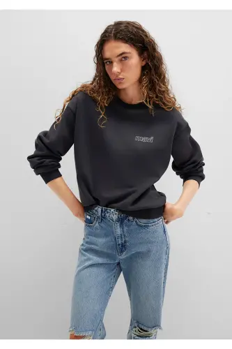 Logo Printed Anthracite Sweatshirt 1611656-82185 