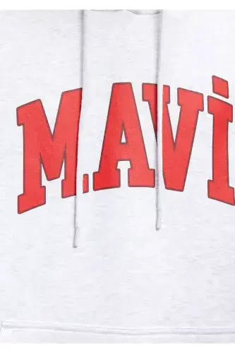 Logo Printed Gray Hoodie 067149-82498-Gray - 3