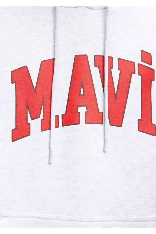 Logo Printed Gray Hoodie 067149-82498-Gray - 3