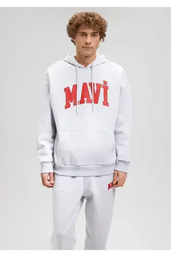 Logo Printed Gray Hoodie 067149-82498-Gray - 6