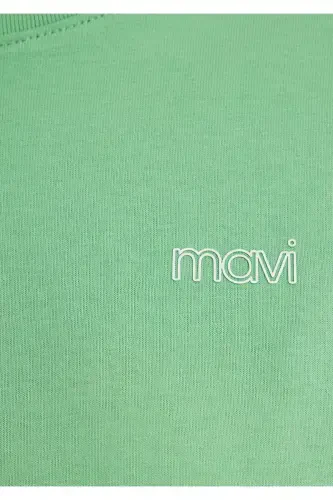 Logo Printed Green Crop T-Shirt Crop / Short Cut 1 - 7