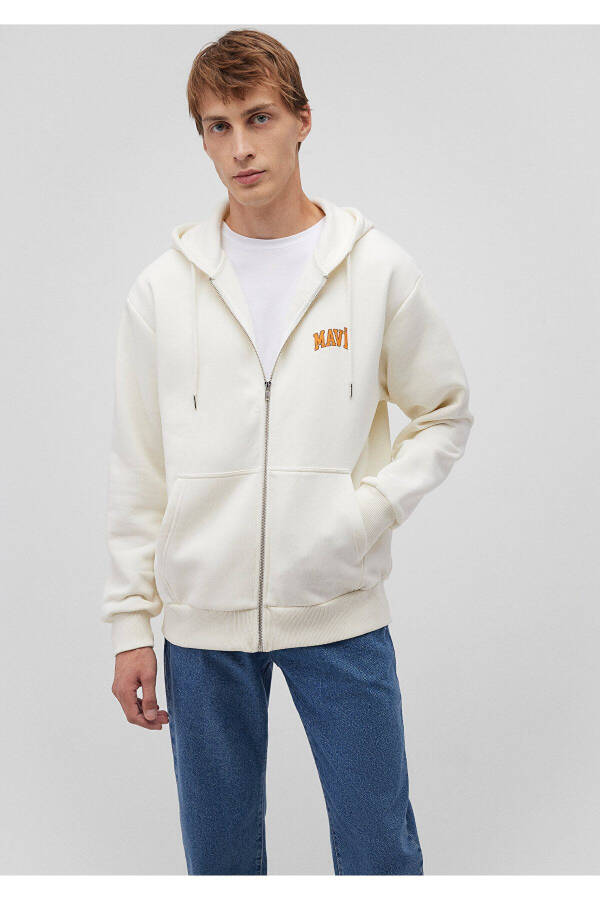 Logo Printed Hooded Beige Sweatshirt 0611715-70053 - 8