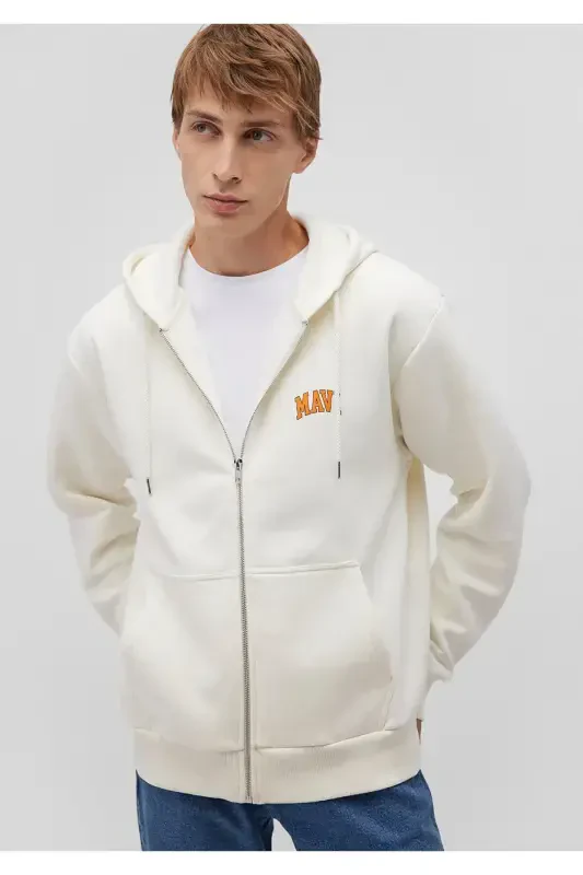 Logo Printed Hooded Beige Sweatshirt 0611715-70053 - MAVI