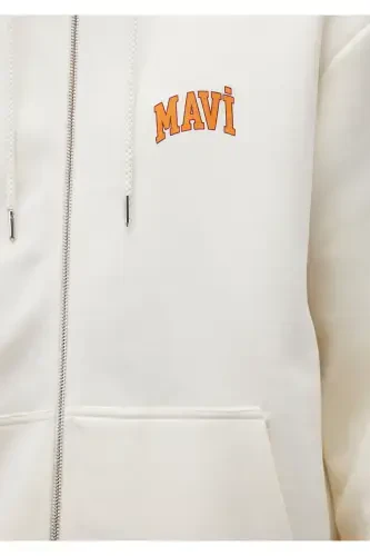 Logo Printed Hooded Beige Sweatshirt 0611715-70053 - 7