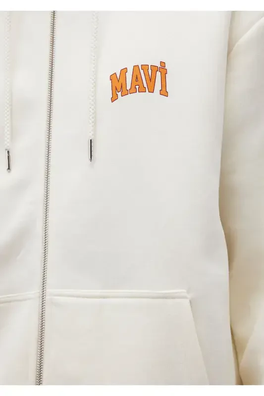 Logo Printed Hooded Beige Sweatshirt 0611715-70053 - 7