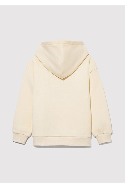 Logo Printed Hooded Beige Sweatshirt 6s10052-70072 - 4